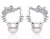 925 sterling silver jewelry wholesale sweet pastoral cat pearl earring