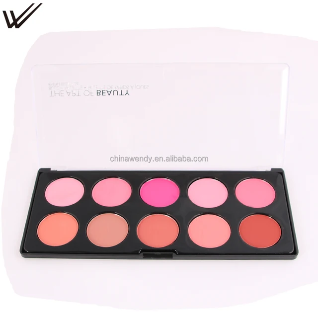 waterproof 10 colors blusher palette with blush brush