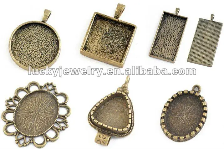 antique brass alloy pendant trays setting base pendants blanks