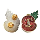 Wholesale Aluminum Holiday Decoration Gold Lapel Enamel Pin Custom Glitter