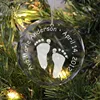 Optical Clear Round Faceted Glass Felt Footprint Christmas Ornament For Baby First Christmas Gift