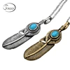 Custom feather design metal pendant feather necklace jewish jewelry