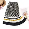 2019 spring Fashion New Black White Dot Contrast Color Pleated Elastic High Waist Skirt Female's dress