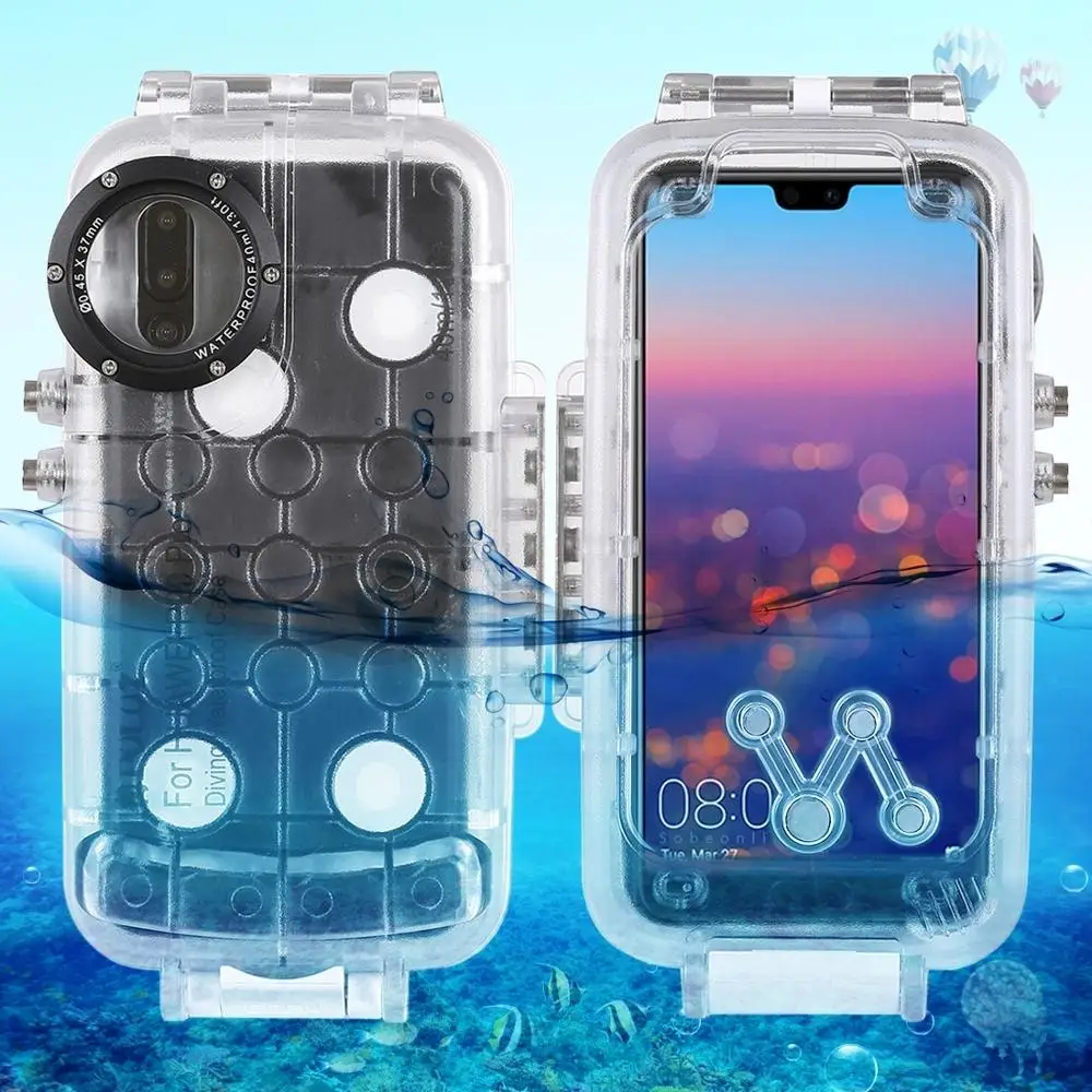 

Puluz 40m/130ft Waterproof Diving Housing Photo Video Taking Underwater Cover Case For Huawei P20 Pro