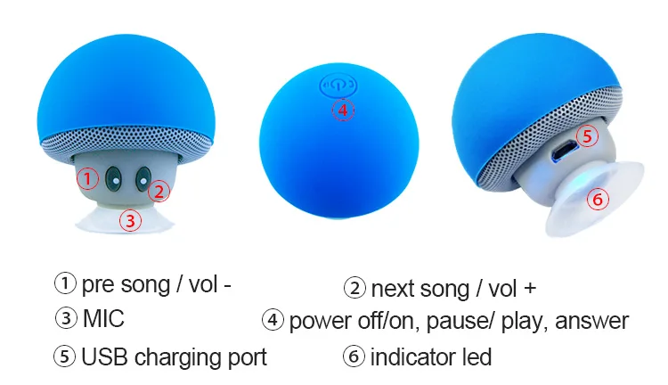 Best Promotion Gifts Carton Small Mushroom Head Bluetooth Speaker Hand Free Custom Speaker - ANKUX.COM