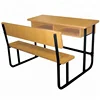 Wood Double School Desk with Bench Primary School Furniture Price List College School Table Bench Attached