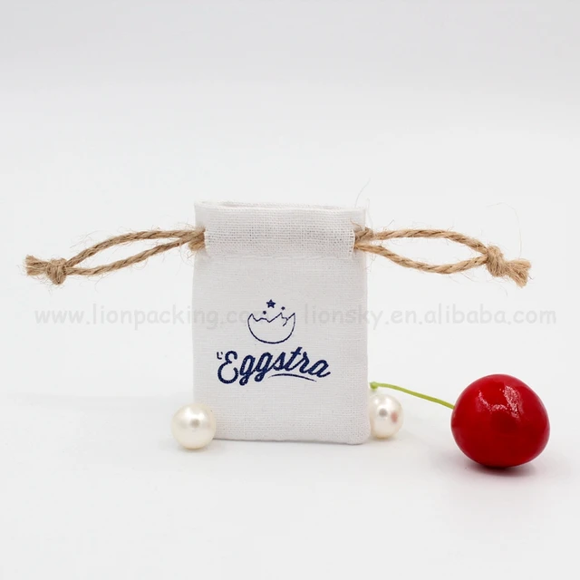 drawstring ring cotton bags jewelry cotton pouch with logo