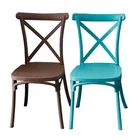 vintage cheap modern colorful beauty banquet wedding outdoor garden dining room PP plastic x cross back chair