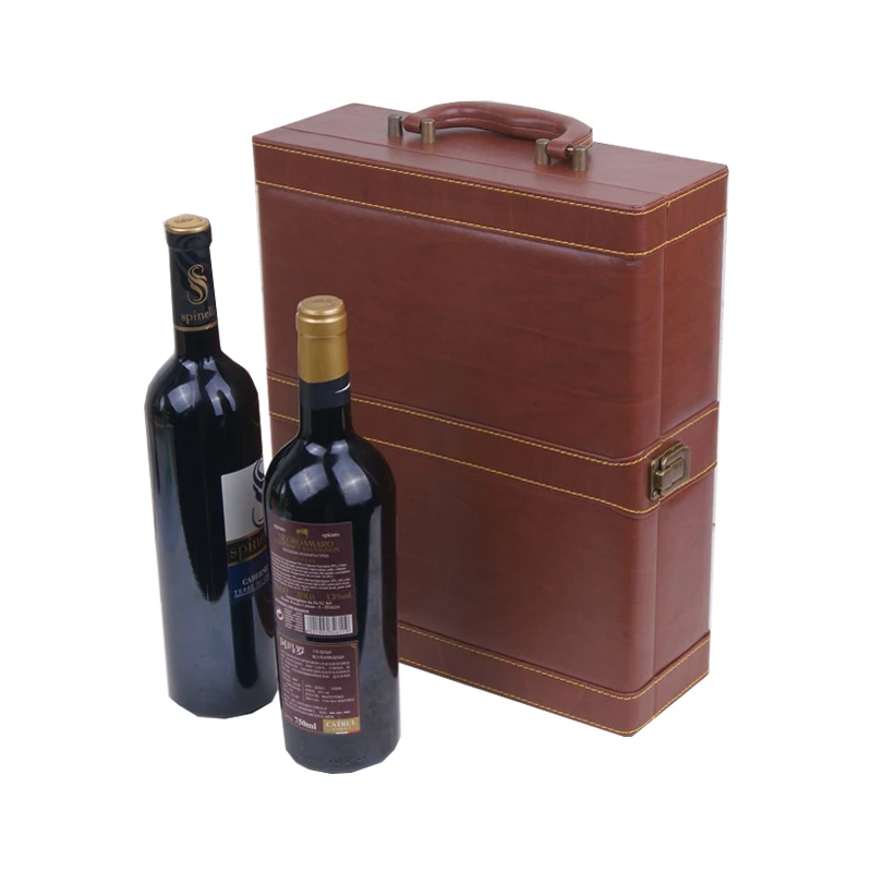 Beautiful Leather Wine Box With Mental Button 2019