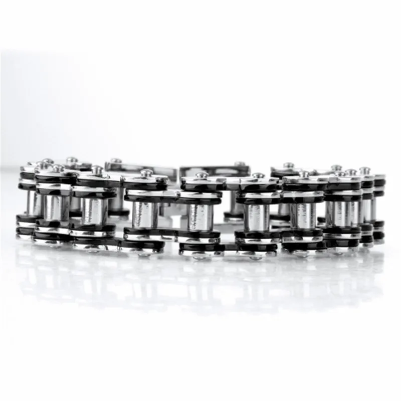 High quality 316 stainless steel bike chain bracelet black and silver men link chain bracelet
High quality 316 stainless steel bike chain bracelet black and silver men link chain bracelet