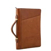 A4 Smoking Brown Leather Portfolio Case Man Portfolio Folders with Handle