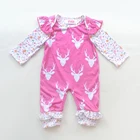 sweet boutique toddler winter fall kids clothing romper baby girls remake Christmas reindeer antler pattern