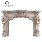 Very impressive carved statuary antique stone marble fireplace