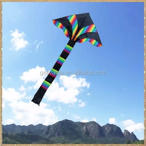 Chinese easy flying rainbow kite with irised tail  (4).jpg