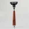 3 blades razor wood handle straight barber medical shaving safety razor