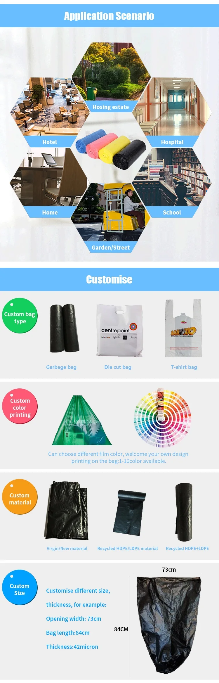 Trash Compostable Bin Bags Biodegradable Poly Bag