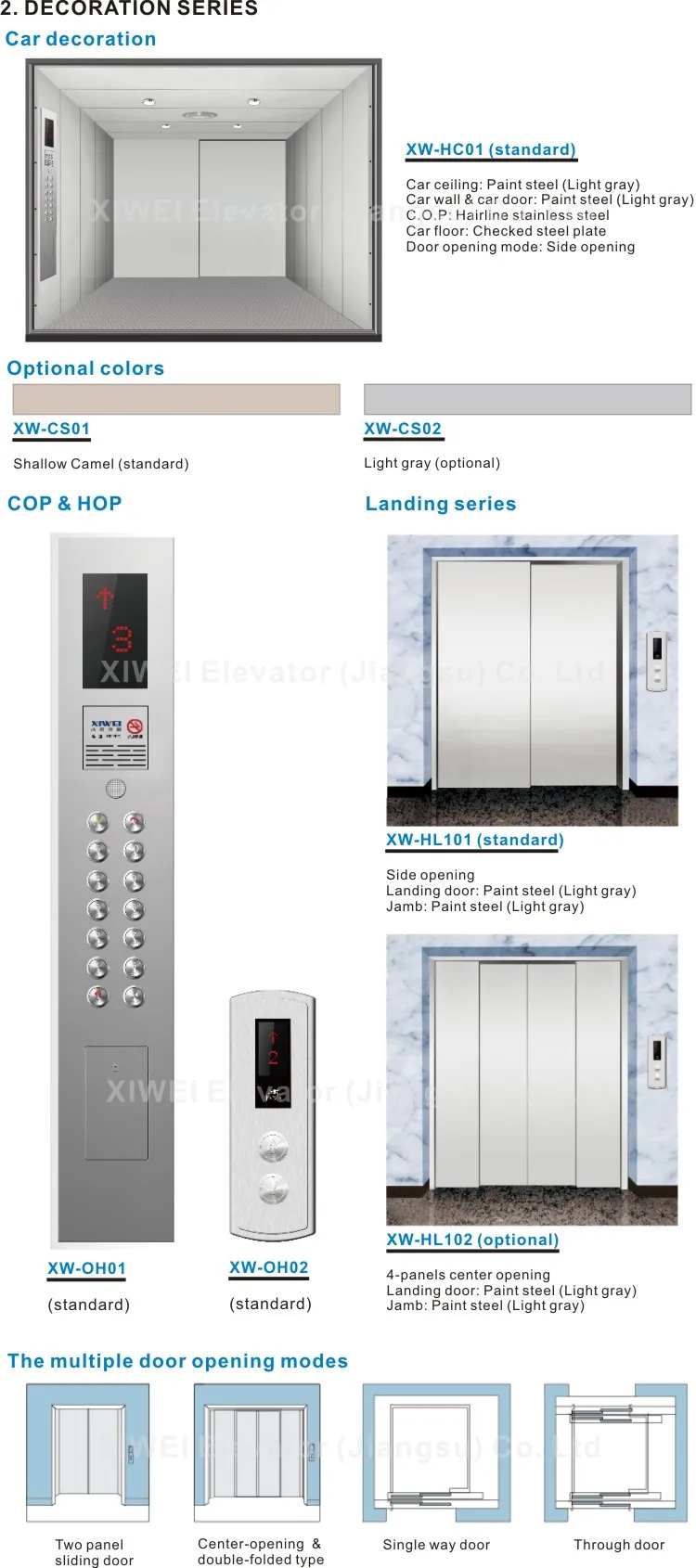Two Panel And Side Open Brand Car / Freight Elevator For Sale