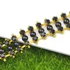 R012 black bead chain gold rhinestone bead belt bridal headband By yard rhinestone beading trim