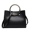 Womens circular ring style italian genuine leather handbag ladies hand bag