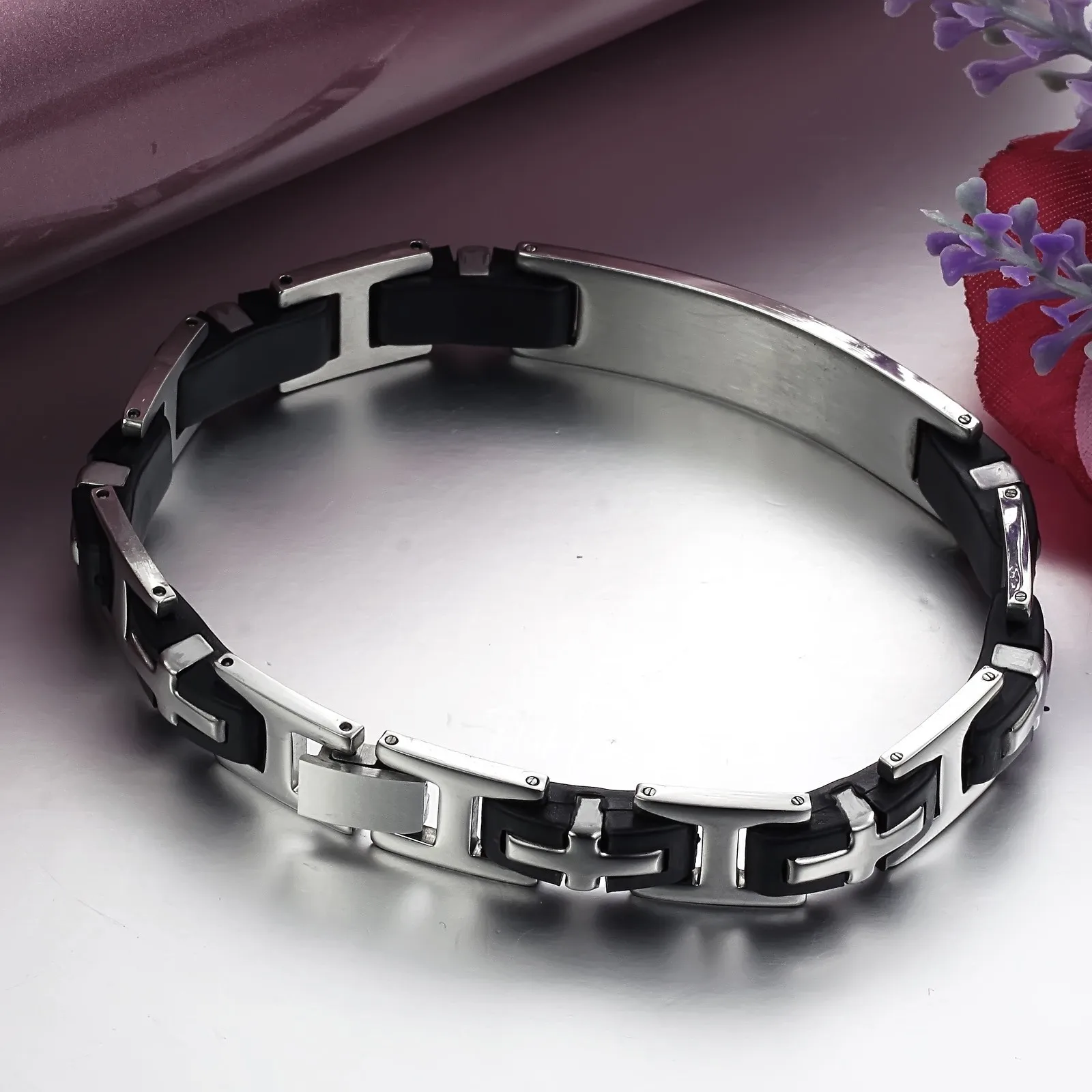 2019 men bracelet luxury 316l stainless steel genuine leather wristband leather bracelet