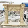 Antique Beige Marble Decorative Hand Made Flower Fireplace