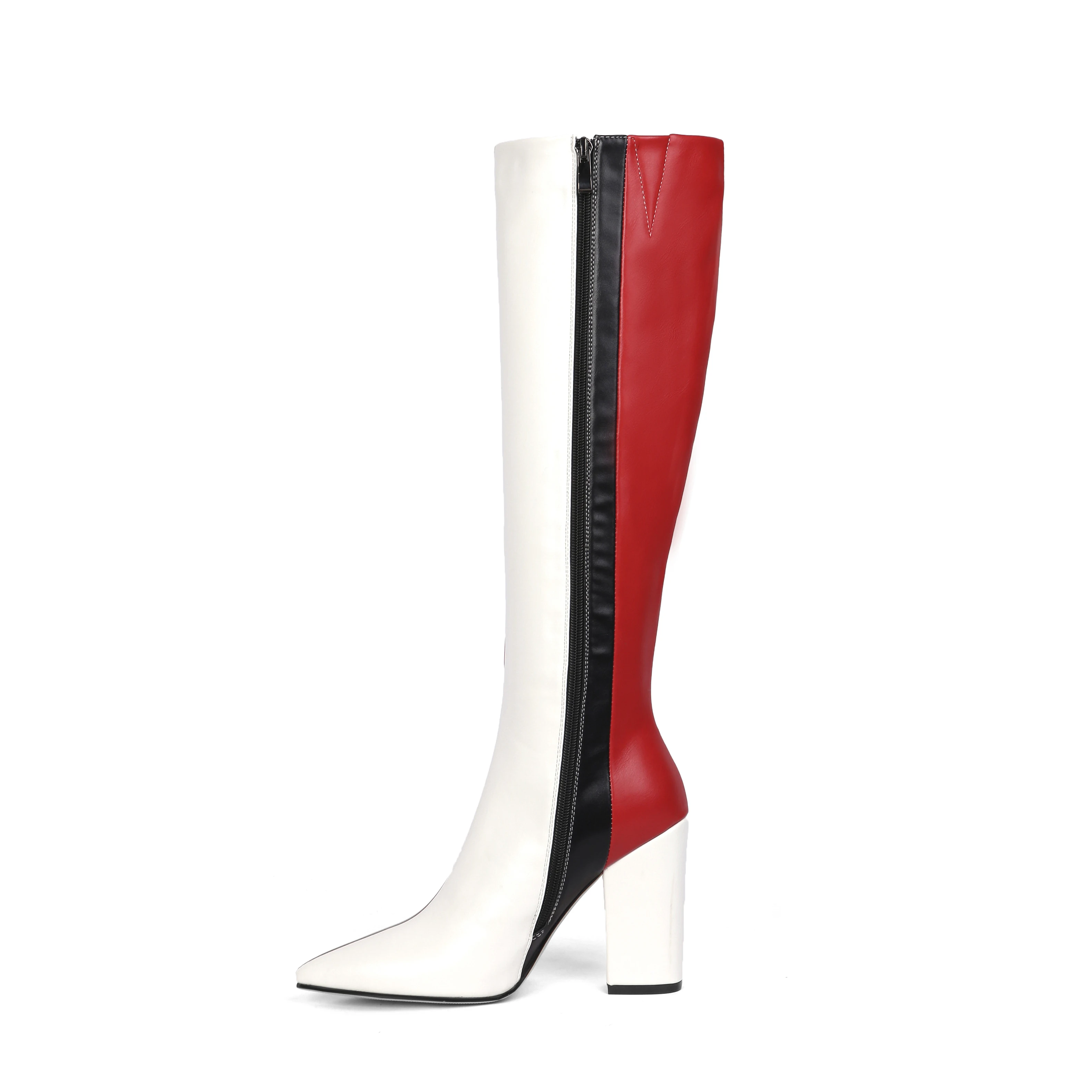 Customized Ladies Mature 10CM Block Heels Patchwork Knee High Boots For Women
Customized Ladies Mature 10CM Block Heels Patchwork Knee High Boots For Women