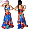 A1014 new fashion print woman summer top and long skirt 2 piece set