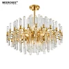 Meerosee Crystal Pendant Lamps Vogue Lighting Golden Metal Fancy Art Deco Light Fixture for Living room Cafe MD86286