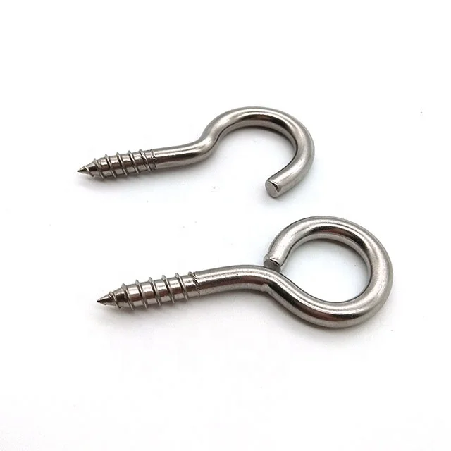 ECKJ Small Screw Eye Hooks Metal Eye Hook 300 Pieces Silver Nickel Plated Metal Cup Hooks Eye Shape Screw Hooks Self Tapping Screws Hooks Ring