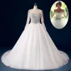 ZT02 Latest Long Sleeve Bridal Dress Brazilian Wedding Gown Ball Gown Crystals Pearl Wedding Dresses 2018