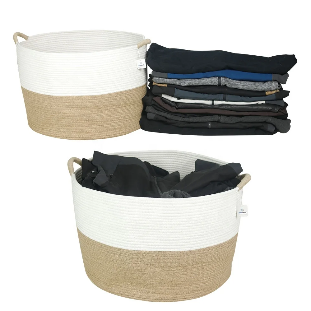 ICEBLUE HD Amazon Hot Sale Jute and White Cotton Rope Basket Wholesale, Customized color
ICEBLUE HD Amazon Hot Sale Jute and White Cotton Rope Basket Wholesale, Customized color