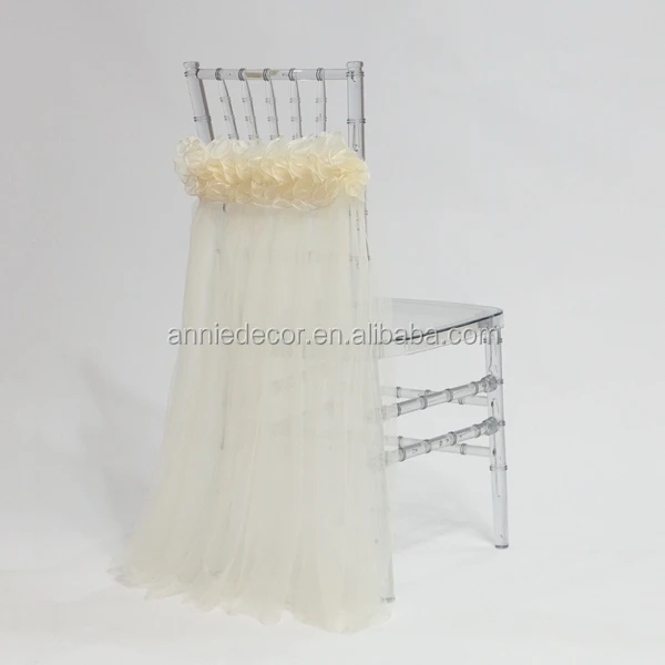 Fancy ivory swirl organza with mesh wedding chair sashes