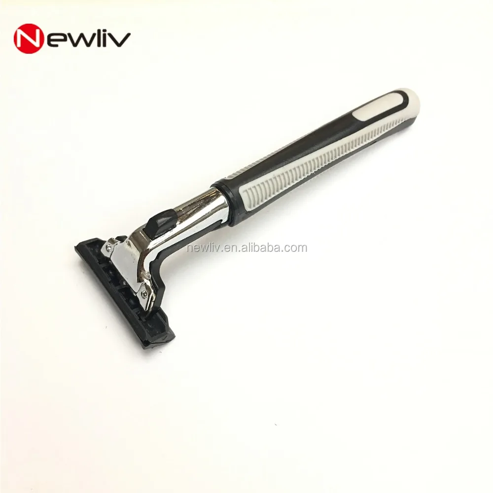 removable shaving triple blade razor with moisture strip and