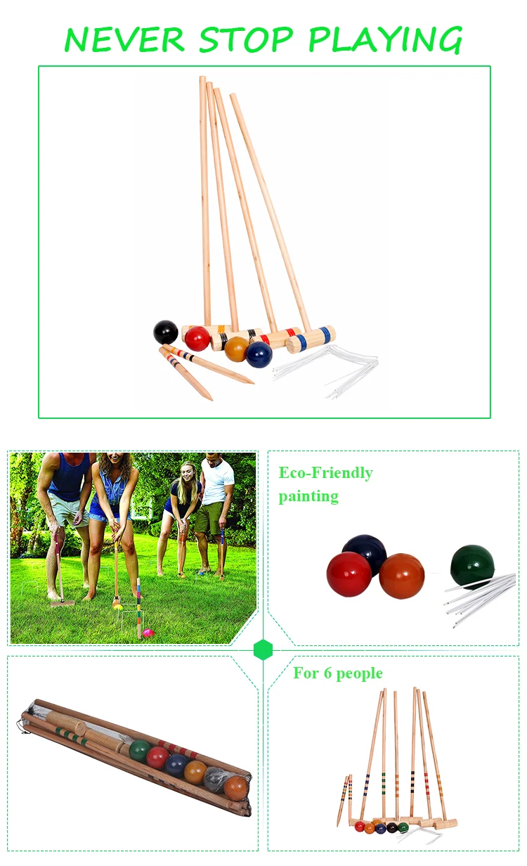 factory wooden croquet game set for outdoor sports toy