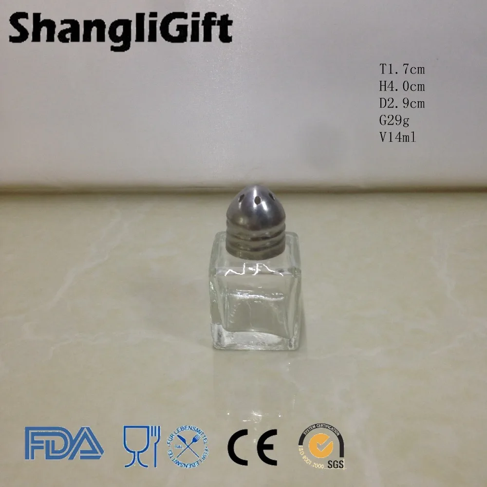 15ml mini clear square glass spice jar pepper bottle with shaker