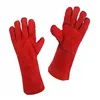 EN 407 Heat Resistant Long Sleeve Working Protection Safety Red Leather Welding Gloves