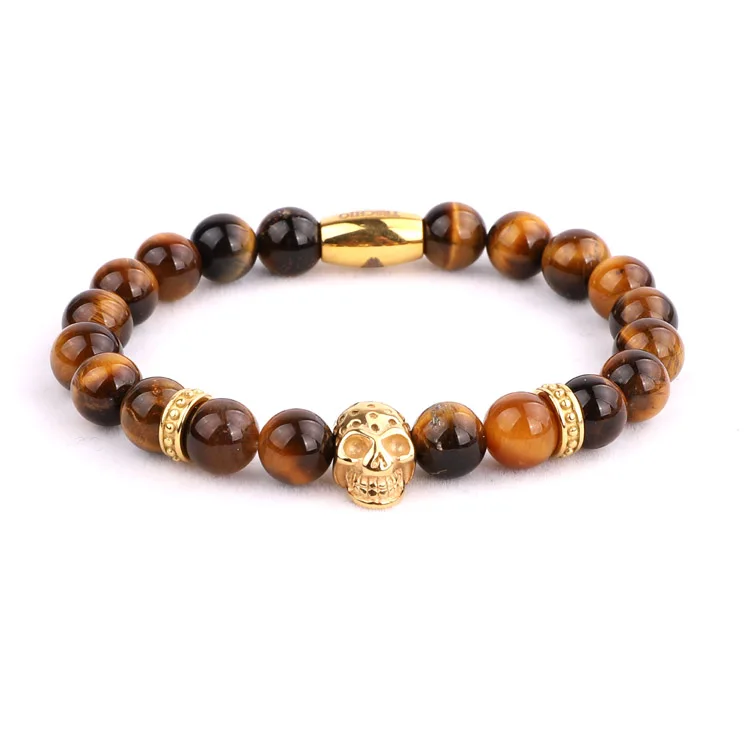 Hot selling factory making stainless steel skull natural stone beads custom logo men jewelry bracelet
Hot selling factory making stainless steel skull natural stone beads custom logo men jewelry bracelet