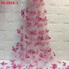 New style french embroidery tulle lace colorful butterfly net lace fabric for woman