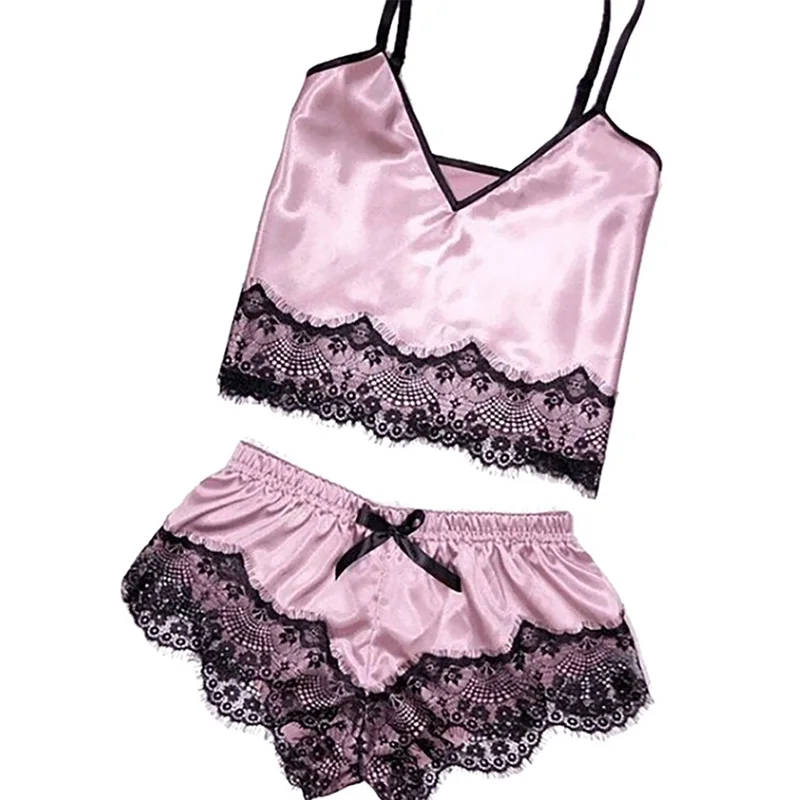 Factory price fashion design spring summer lace V neck sleepwear short 2 pieces sexy women satin pajamas sets, Pink
Factory price fashion design spring summer lace V neck sleepwear short 2 pieces sexy women satin pajamas sets, Pink