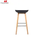 Wood leg Black color plastic seat counter kitchen bar chair stool