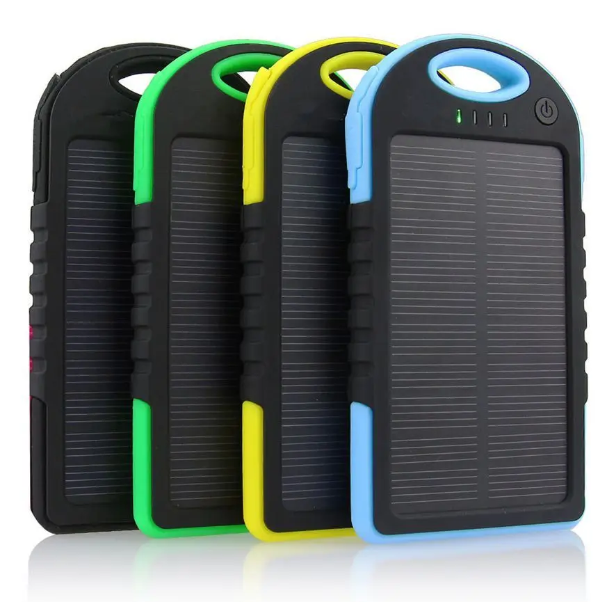 

Hot-selling Portable Charger Outdoor 5000mah Solar Power Bank with LED Emergency Lights,Mobile Power Supply for All Cell Phones, Black,blue,green,yellow