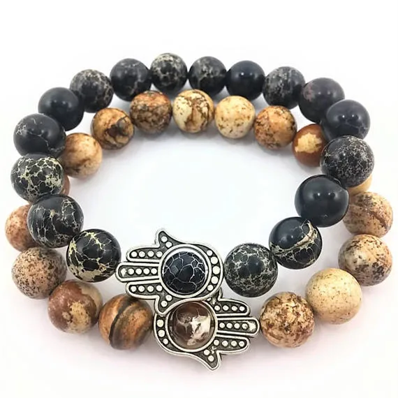 GC-BC0123 Men and women Balancing Hamsa Hand Elastic Beaded Mala Bracelet for Yoga Jewelry, Black
GC-BC0123 Men and women Balancing Hamsa Hand Elastic Beaded Mala Bracelet for Yoga Jewelry, Black