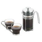 Heat Resistant Sliver Stainless Steel French Press Coffee Pot With Cup Set