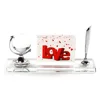 Fashion decoration for wedding and home globe & pen set blank 3D sublimation crystal photo frame