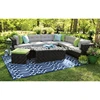 Canyan style bright color l shape sofa set 7 seater cum bed patio rattan furniture outdoor
