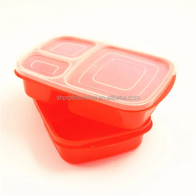 lunch containers 3-compartment plastic disposable bento lunch