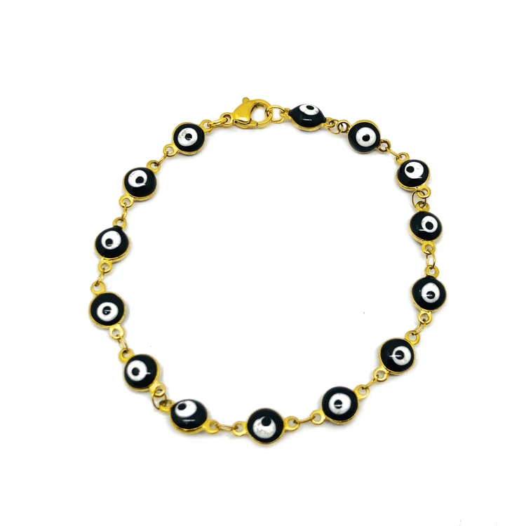 Olivia Bohemian Style Body Jewelry Stainless Steel 18k Gold Plated Jewelry Black Color Evil Eye Bracelet
Olivia Bohemian Style Body Jewelry Stainless Steel 18k Gold Plated Jewelry Black Color Evil Eye Bracelet