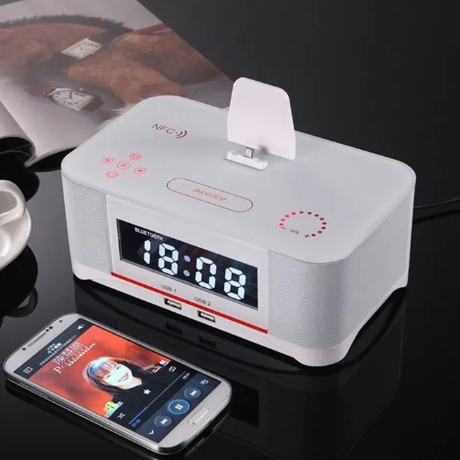 Android Docking Radio Alarm Clock/Charging Station With BT Music Playing for IOS Phones - ANKUX.COM