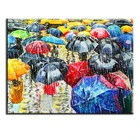 home good wall art 3d stretched oil painting on canvas with rainy umbrella