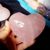 Natural rose quartz rock crystal heart-shaped gemstone semi precious carving for pendant or gift